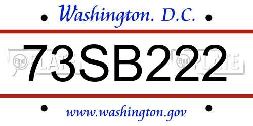 73SB222 District Of Columbia License Plate