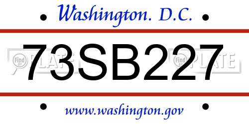 73SB227 District Of Columbia License Plate