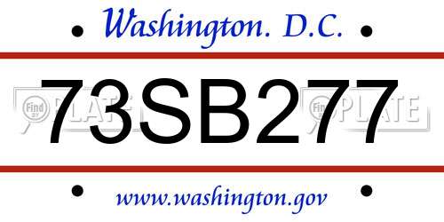 73SB277 District Of Columbia License Plate