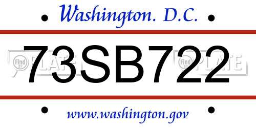 73SB722 District Of Columbia License Plate