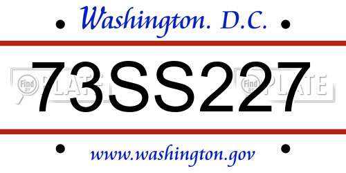 73SS227 District Of Columbia License Plate