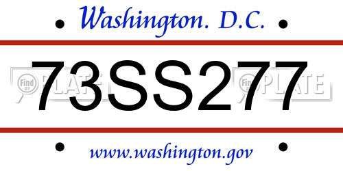 73SS277 District Of Columbia License Plate
