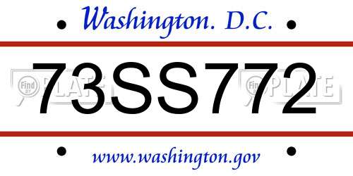 73SS772 District Of Columbia License Plate