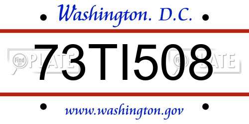 73TI508 District Of Columbia License Plate
