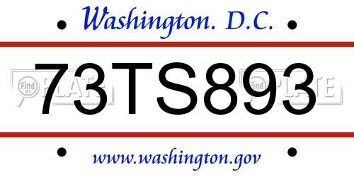 73TS893 District Of Columbia License Plate