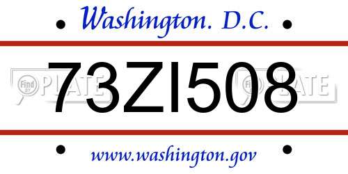 73ZI508 District Of Columbia License Plate