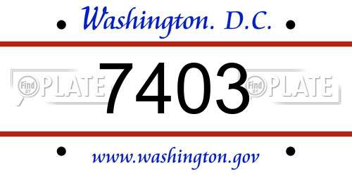 7403 District Of Columbia License Plate