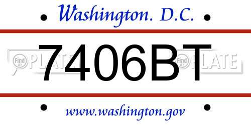 7406BT District Of Columbia License Plate
