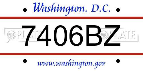 7406BZ District Of Columbia License Plate