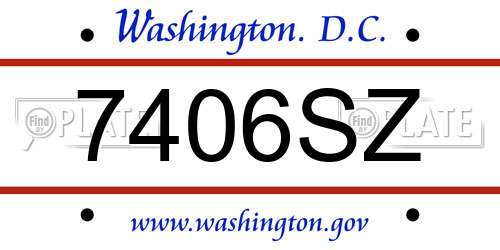 7406SZ District Of Columbia License Plate