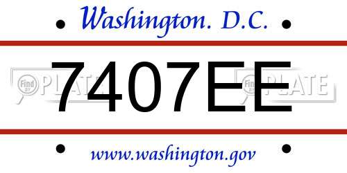 7407EE District Of Columbia License Plate