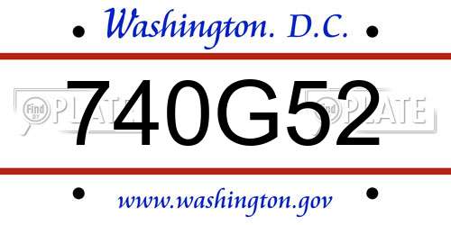 740G52 District Of Columbia License Plate