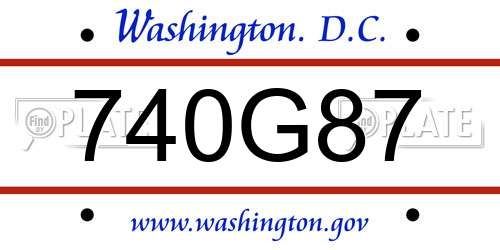 740G87 District Of Columbia License Plate