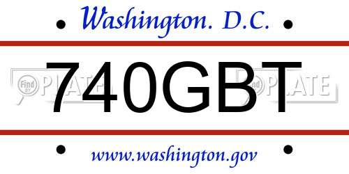 740GBT District Of Columbia License Plate