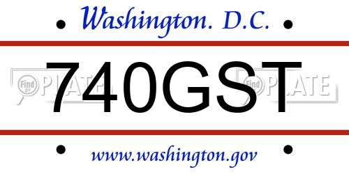 740GST District Of Columbia License Plate