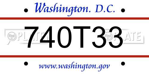 740T33 District Of Columbia License Plate
