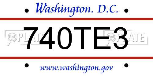 740TE3 District Of Columbia License Plate