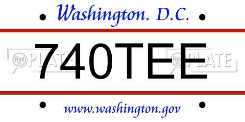 740TEE District Of Columbia License Plate