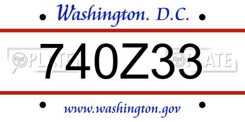 740Z33 District Of Columbia License Plate