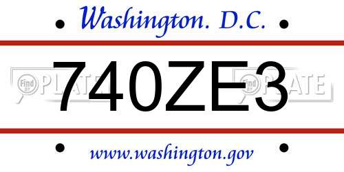 740ZE3 District Of Columbia License Plate