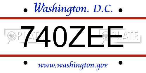 740ZEE District Of Columbia License Plate