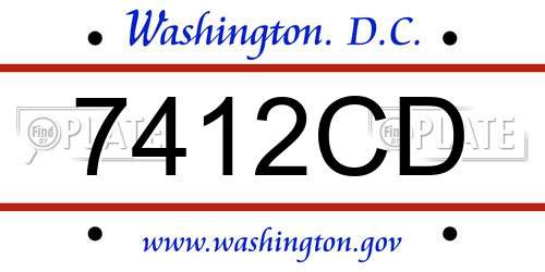 7412CD District Of Columbia License Plate
