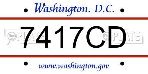 7417CD District Of Columbia License Plate