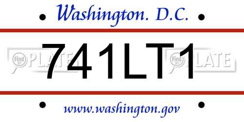 741LT1 District Of Columbia License Plate