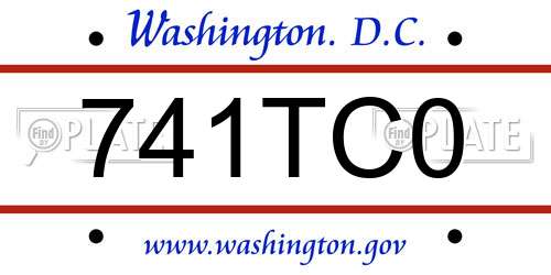 741TC0 District Of Columbia License Plate
