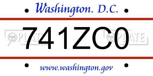 741ZC0 District Of Columbia License Plate