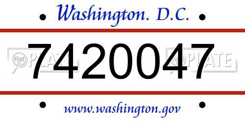 7420047 District Of Columbia License Plate