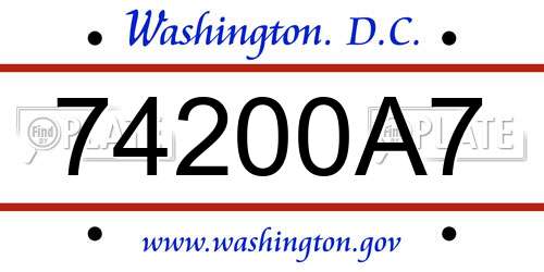74200A7 District Of Columbia License Plate