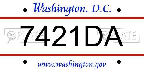 7421DA District Of Columbia License Plate