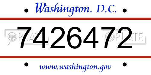 7426472 District Of Columbia License Plate