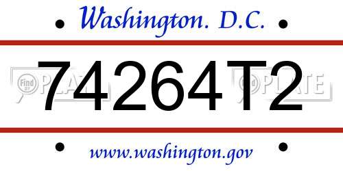 74264T2 District Of Columbia License Plate