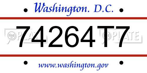 74264T7 District Of Columbia License Plate
