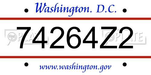 74264Z2 District Of Columbia License Plate