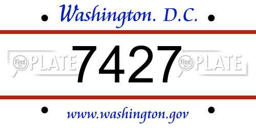 7427 District Of Columbia License Plate