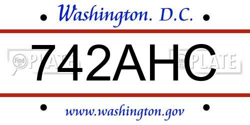 742AHC District Of Columbia License Plate