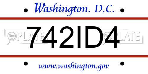 742ID4 District Of Columbia License Plate