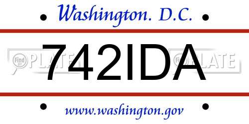 742IDA District Of Columbia License Plate