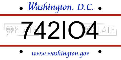 742IO4 District Of Columbia License Plate