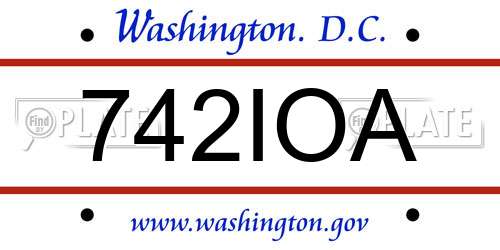 742IOA District Of Columbia License Plate