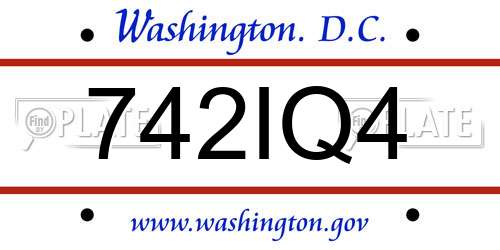 742IQ4 District Of Columbia License Plate