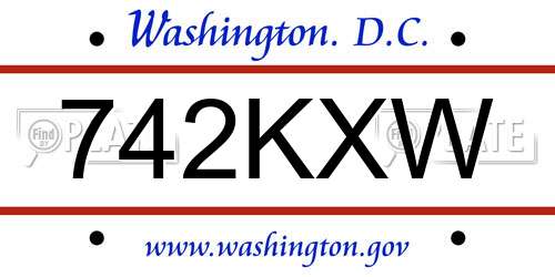 742KXW District Of Columbia License Plate