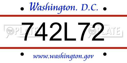 742L72 District Of Columbia License Plate
