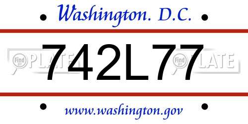 742L77 District Of Columbia License Plate