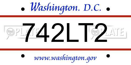 742LT2 District Of Columbia License Plate