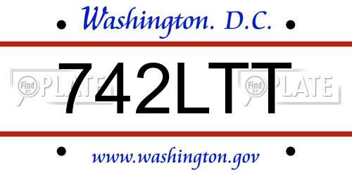 742LTT District Of Columbia License Plate