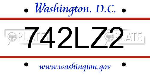 742LZ2 District Of Columbia License Plate